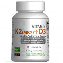 Vitamina K2 (MK7) + D3 z Bioperiną® i wapniem