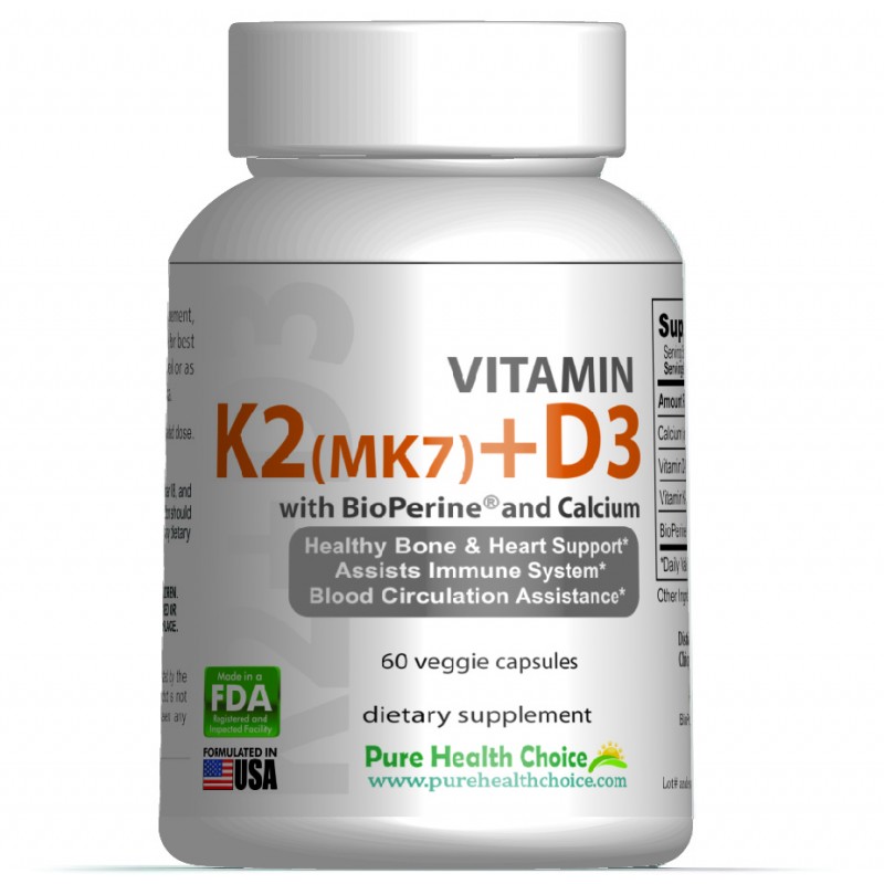 Vitamina K2 (MK7) + D3 z Bioperiną® i wapniem