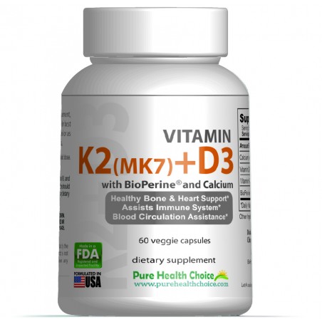 Vitamin K2 (MK7) + D3(5000UI) with Bioperine® and Calcium